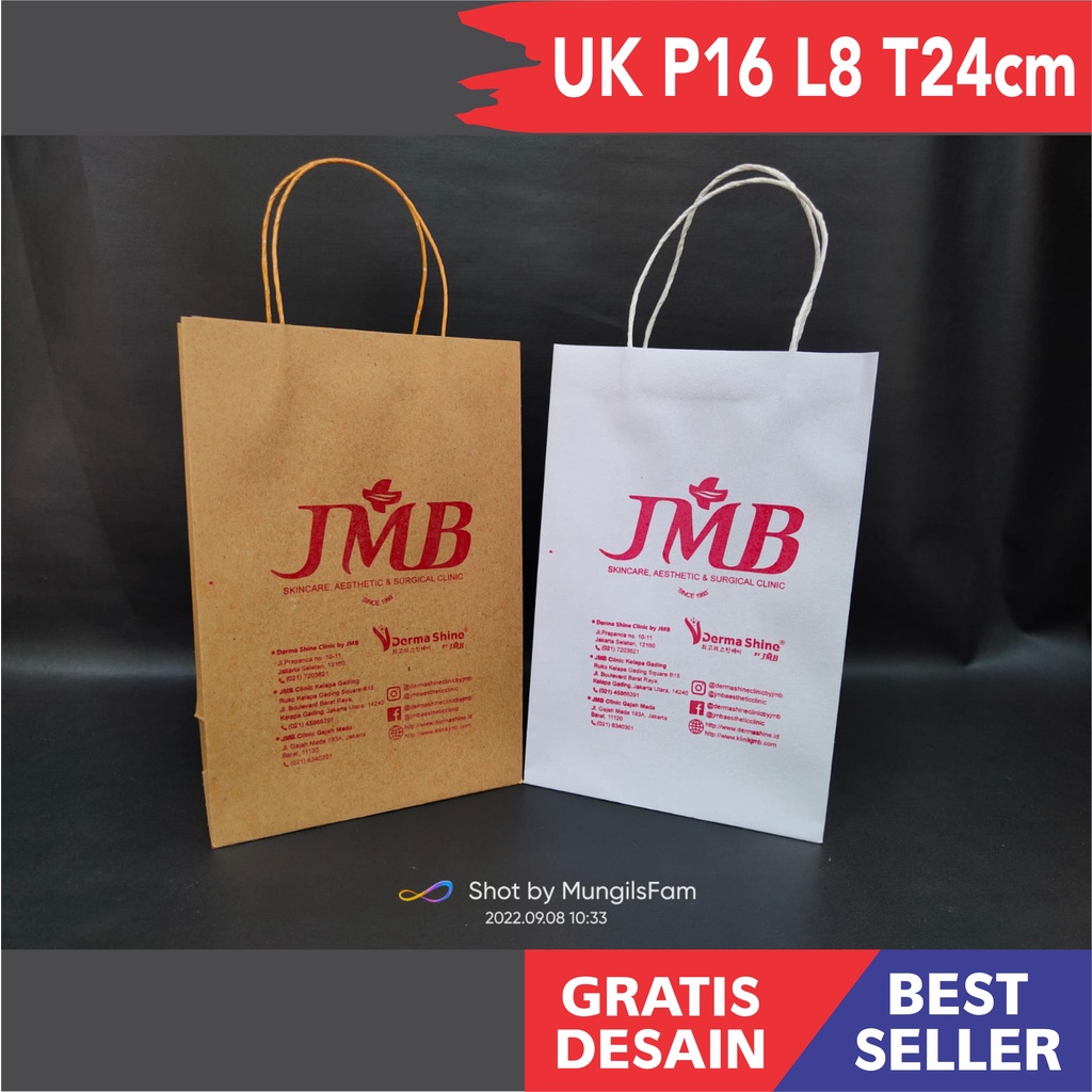 Jual Paperbag Sablon Kraft Putih Murah Dengan Sablon Free Desain Custom Paperbag Paperbag