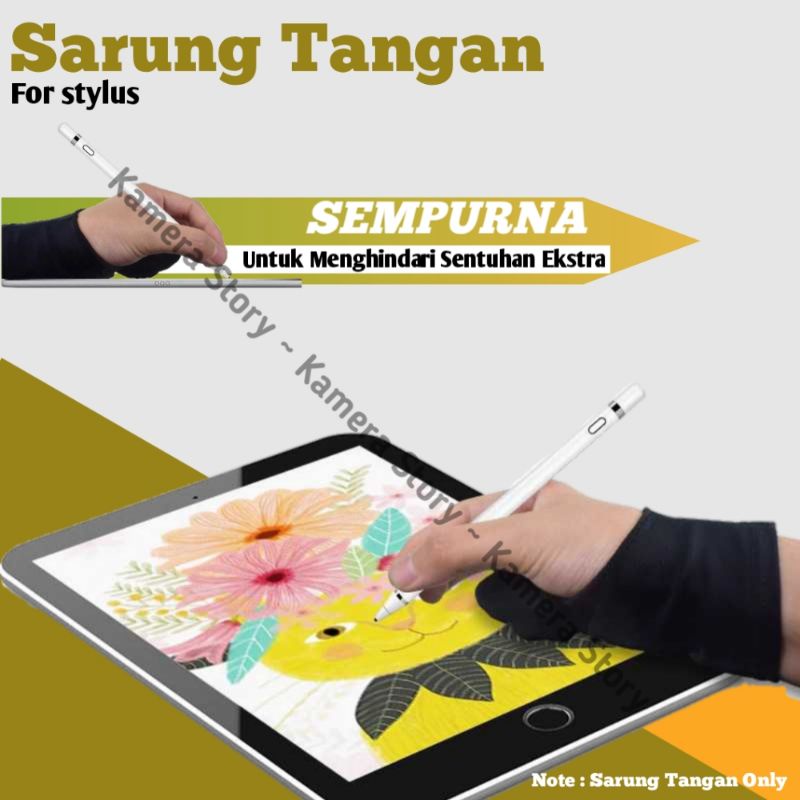 Jual Two Fingers Palm Rejection Glove Touch Screen Sarung Tangan Stylus Pen Tablet Ipad Drawing