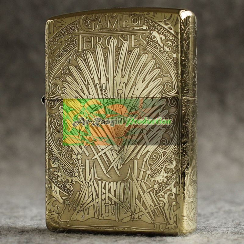 Jual Korek Api Minyak Roda Zippo Gold Motif Game of Thrones Iron Throne ...