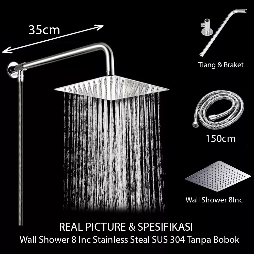 Jual Kepala Head Shower Tanam Tembok Wall Pipa Selang Hand Kamar Mandi