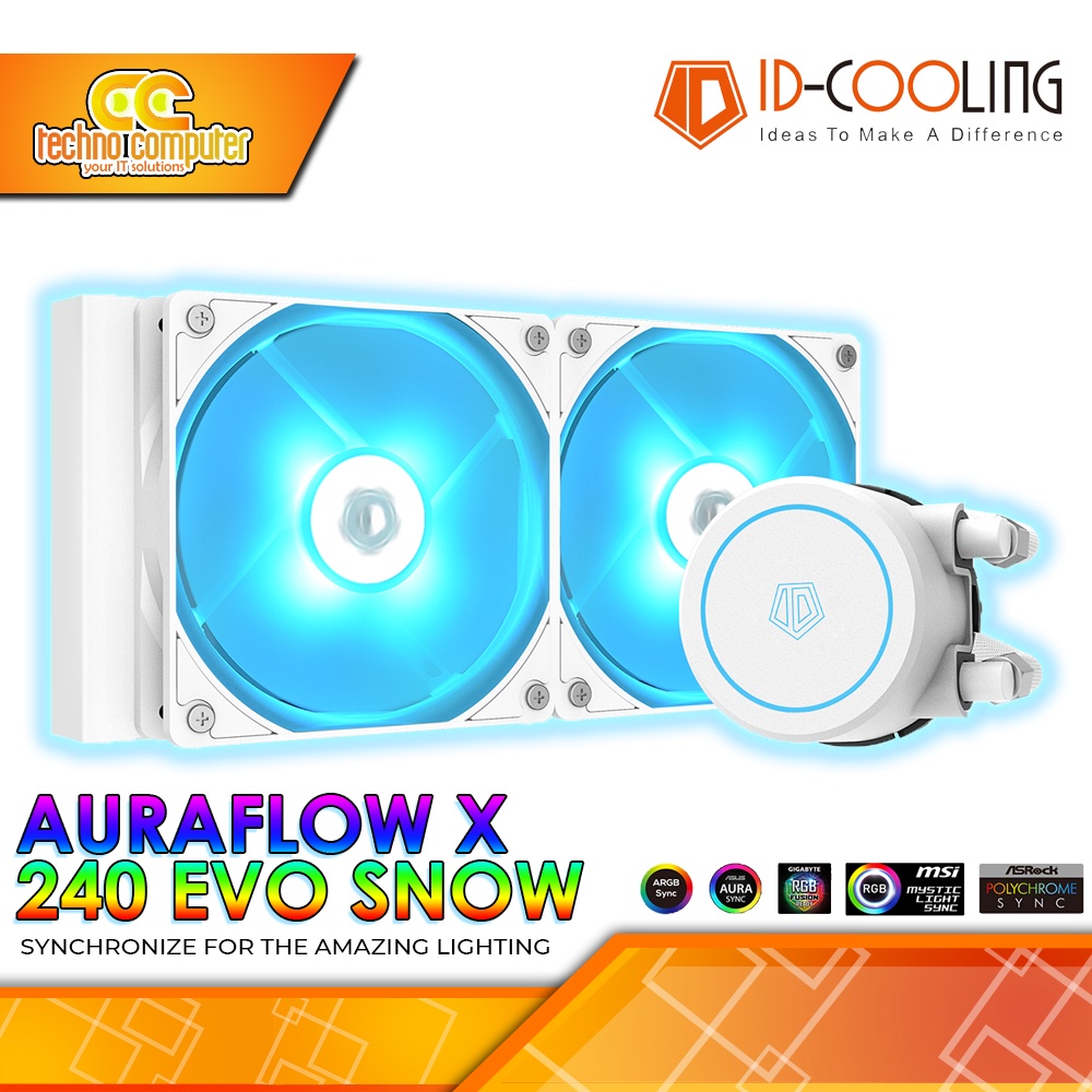Jual CPU COOLER ID-COOLING AURAFLOW X 240 EVO RGB Sync Snow Edition ...