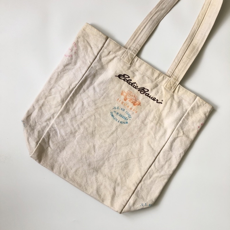 Eddie Bauer Canvas Tote Bag Dirty White