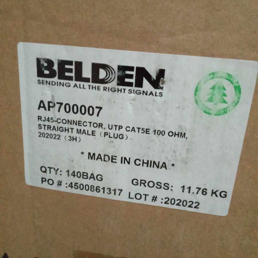 Jual UTP konektor RJ 45 Belden Connector RJ45 Cat 5 AP700007 isi 50 ...