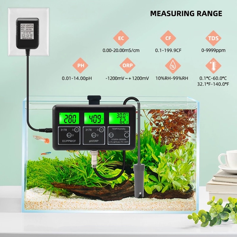 Jual WIFI Online Water Quality Monitor 8in1 PH TDS EC CF ORP SALT SG Temp PH-W218 Tester MV PHW218 Meter Detector Fish Tank Salinity Analysis Air Hydroponic PH W218 Hidroponik - Kota - View #5