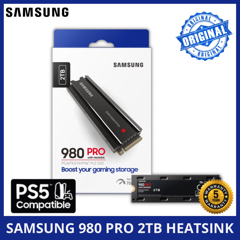 Jual SSD SAMSUNG 980 PRO 1TB 2TB with Heatsink PCIe PC PS5