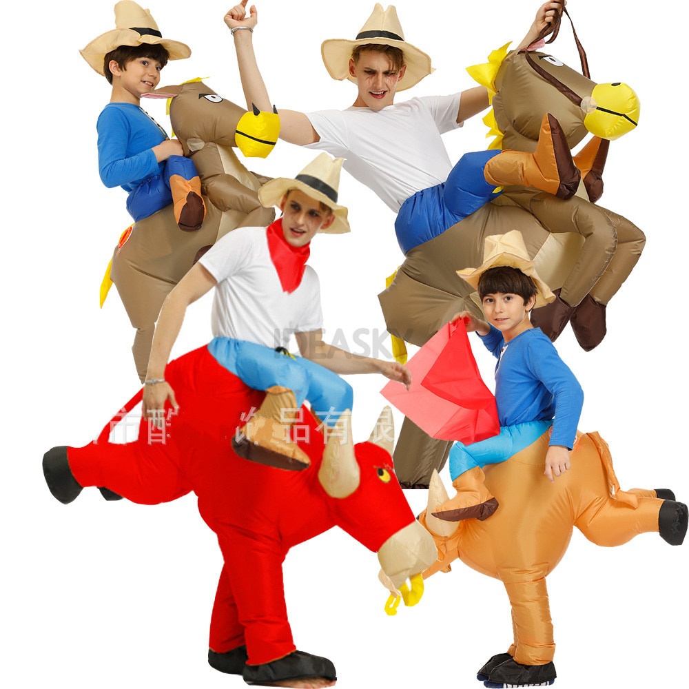 Jual PREORDER Inflatable Cow Costume Ride on Bull Cowboy horse Cosplay
