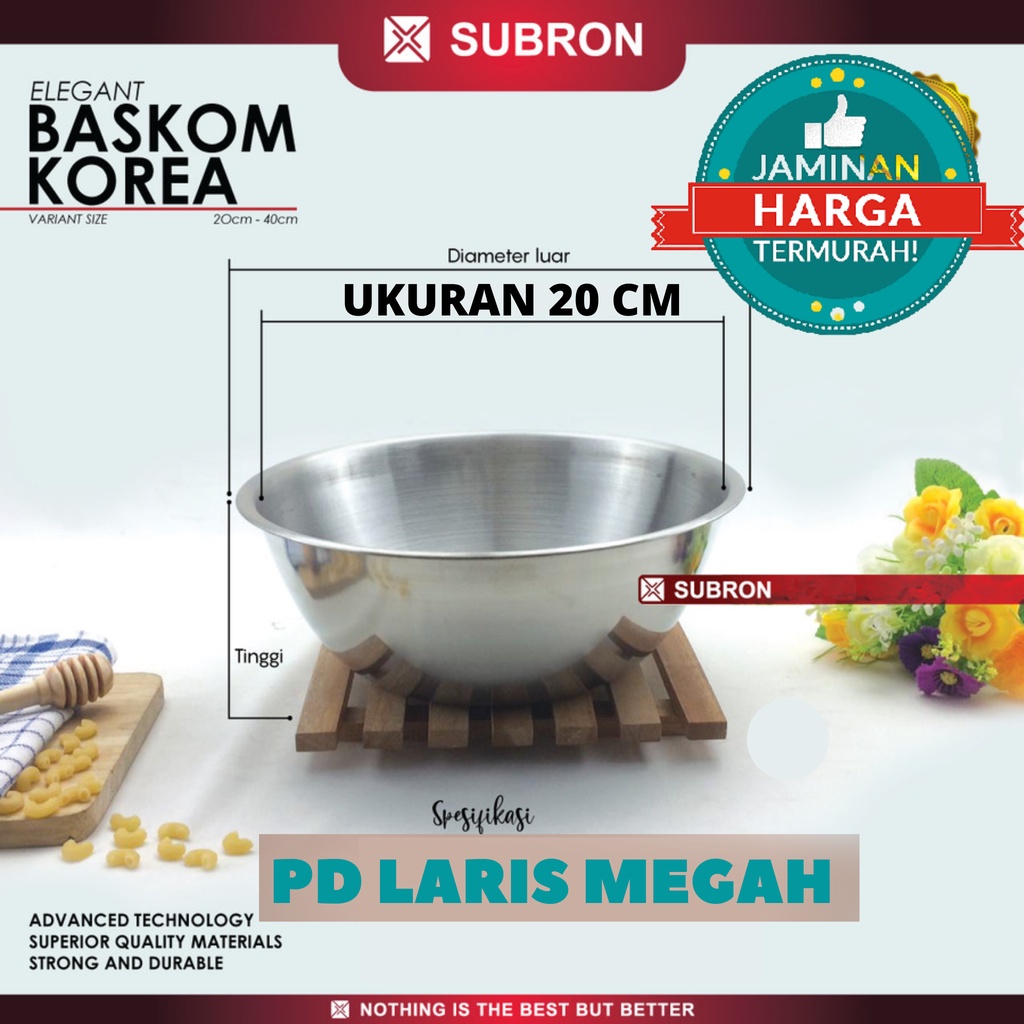 Jual SUBRON 20 Baskom Korea Stainless / Subron Baskom Korea 20 CM