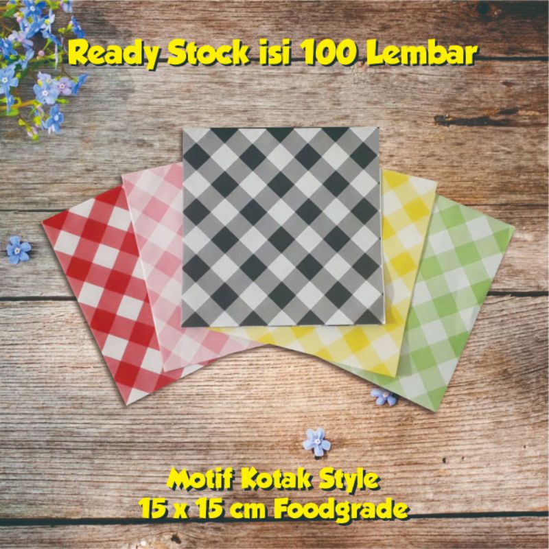 Jual Kertas roti motif kotak kotak style food grade alas roti simple ...