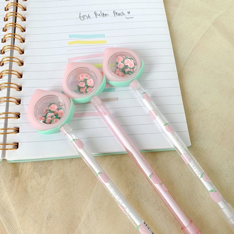 Jual pulpen peach sprinkles tinta hitam lucu murah ala korea cute ...