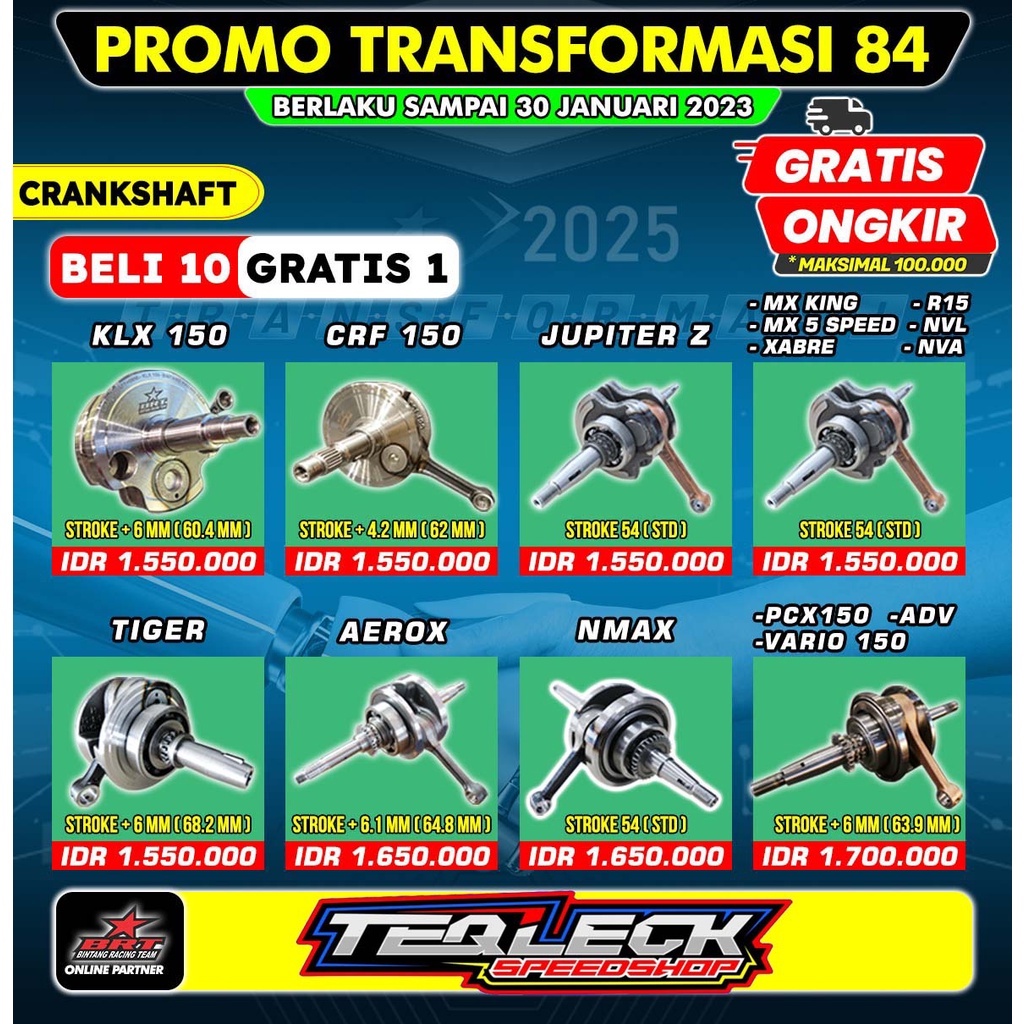 Jual [BRT] Super Crankshaft Kruk As BRT Tiger KLX 150 CRF 150 MX King