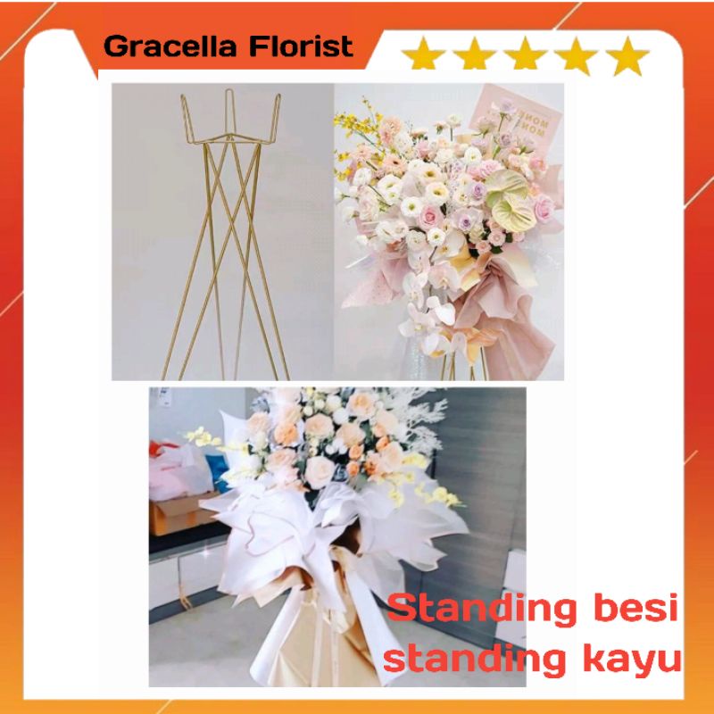 Jual Standing besi dan kayu grand opening | Shopee Indonesia