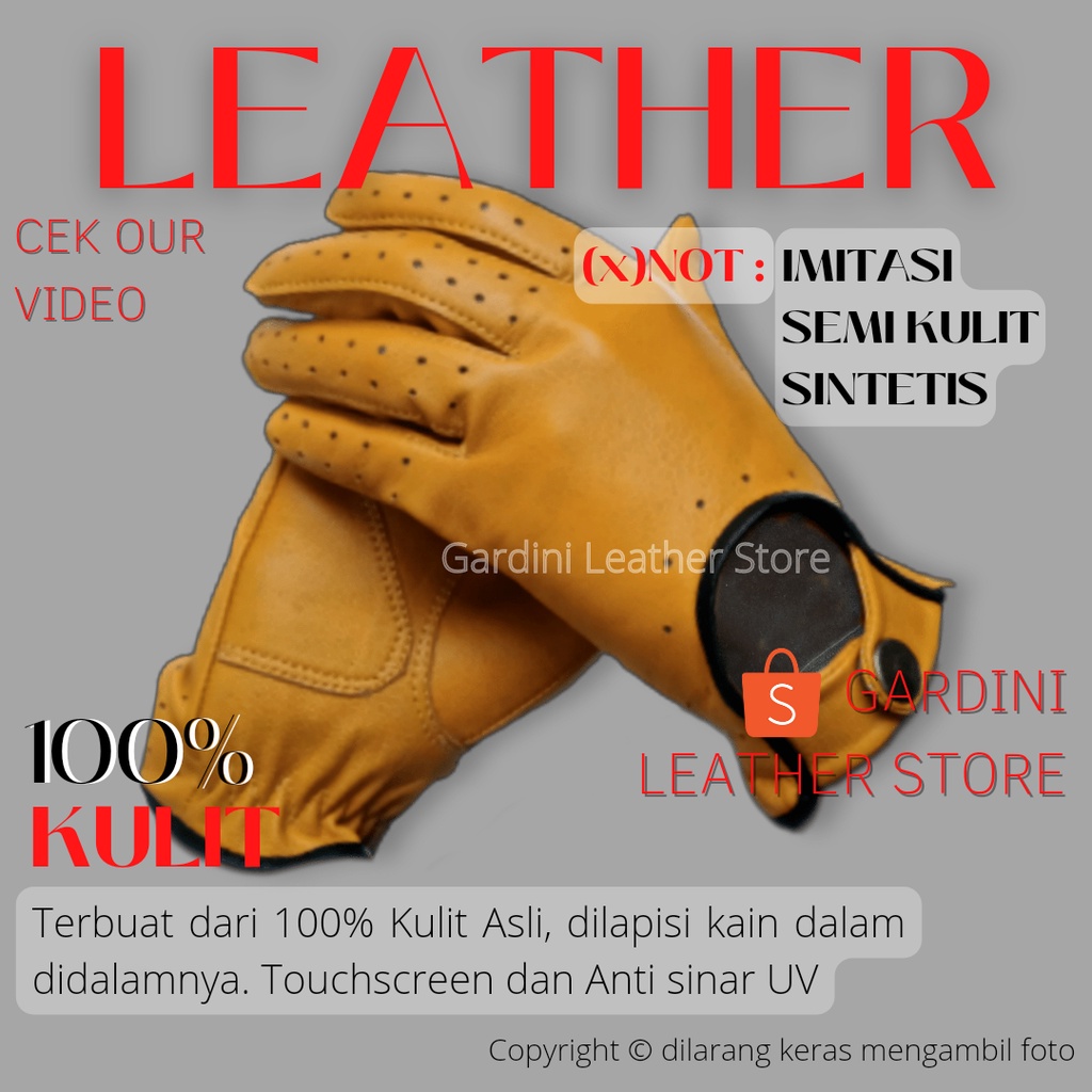 Jual SARUNG TANGAN KULIT MOTOR ASLI WANITA PRIA GARUT PANJANG FULL