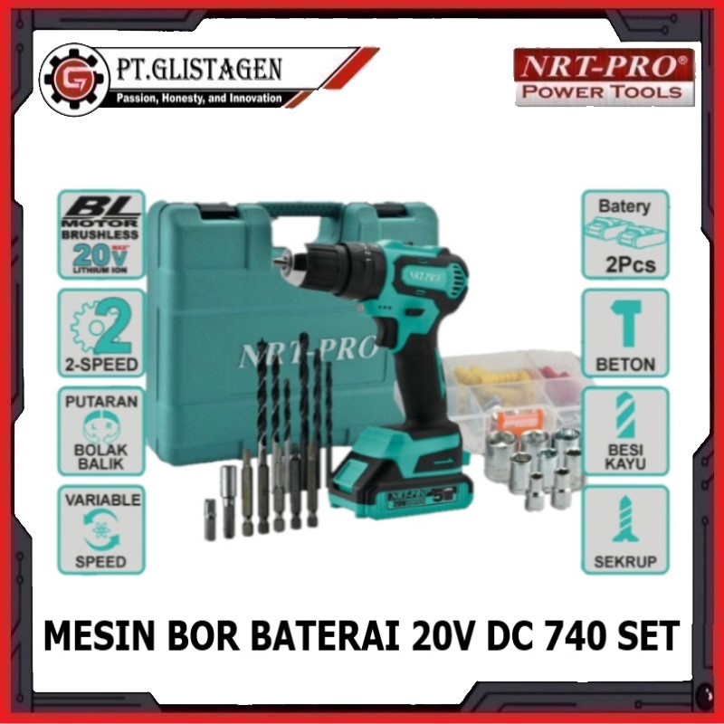 Jual Mesin Bor Baterai Cordless Impact Drill Brushless Nrt Pro Dc