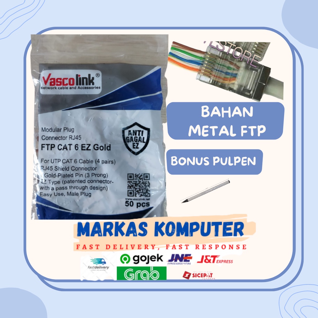 Jual Konektor Rj Vascolink Connector Rj Utp Cat Gold Ez Lite