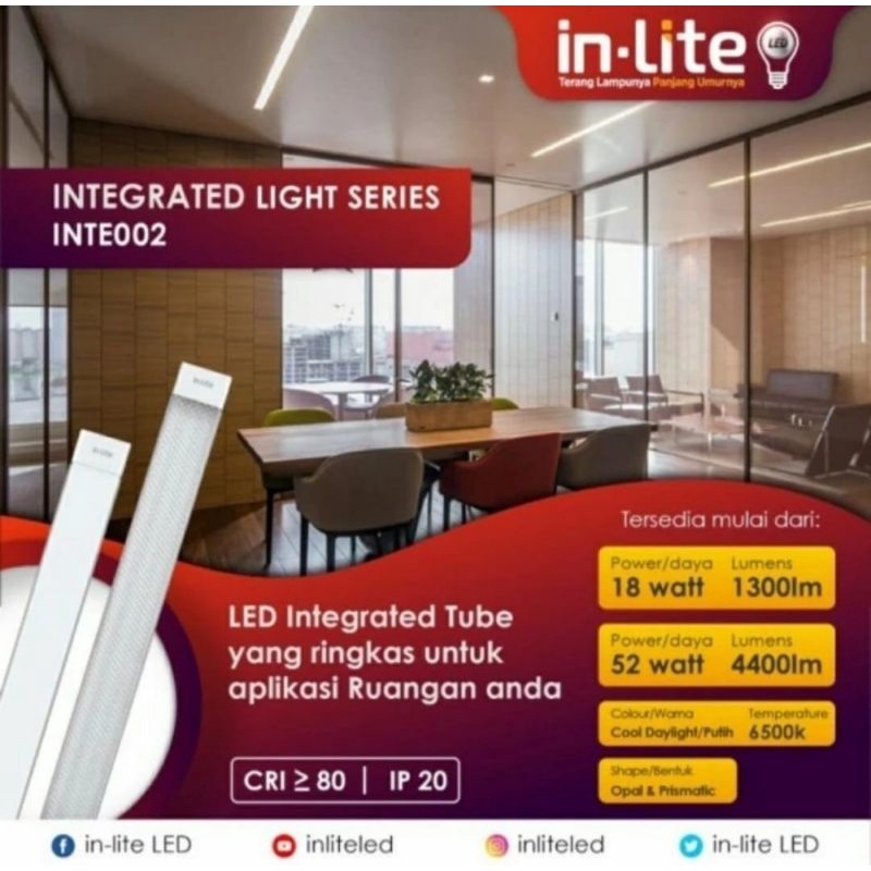 Jual Lampu LED T8 Intregated INLITE 18W 60cm/ 52W 120cm(Pilih Varian ...