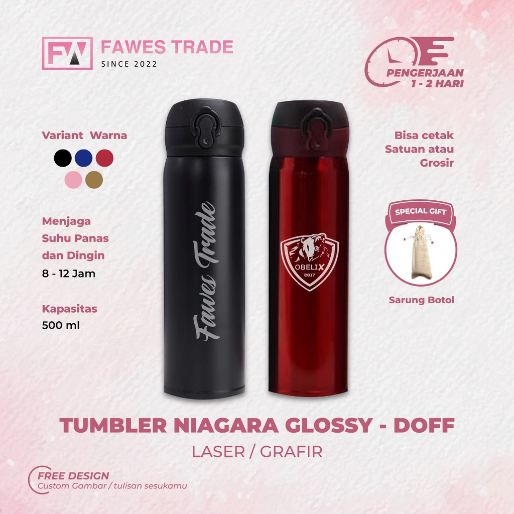 Jual Tumbler Custom Grafir Niagara Termos 500ml Tulisan Nama Dan Logo T Hampers Dan 6597