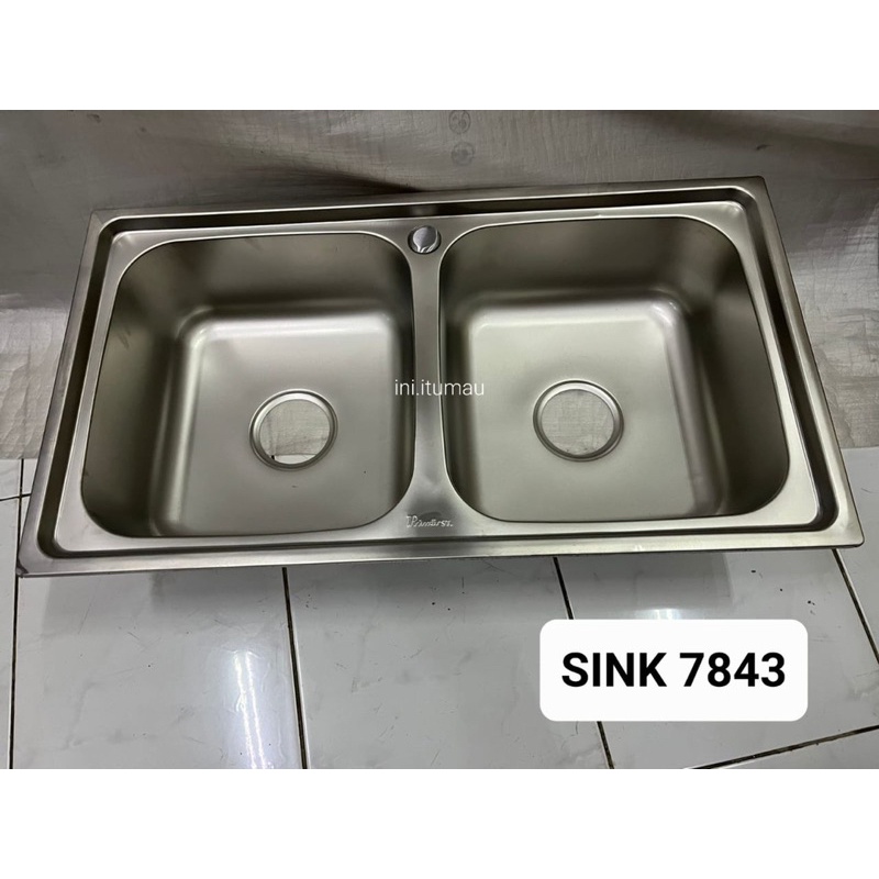Jual KITCHEN SINK STAINLESS ZINK 7843 2 bowl mangkok 2 lubang besar