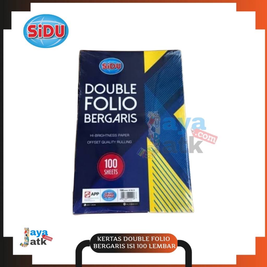 Jual Kertas Double Folio Bergaris 100 Lembar SiDU Sinar Dunia MURAH