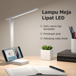 (HOT)BASIKE Lampu Meja Pelajar Baca Portable 20 LED 3 Mode Cahaya Isi Ulang Type-C Anti Blue Light Tanpa Berkedip Lipat Ringkas Stand HP Multifungsi Hemat Ruang Ringan Untuk Asrama Kantor Rumah