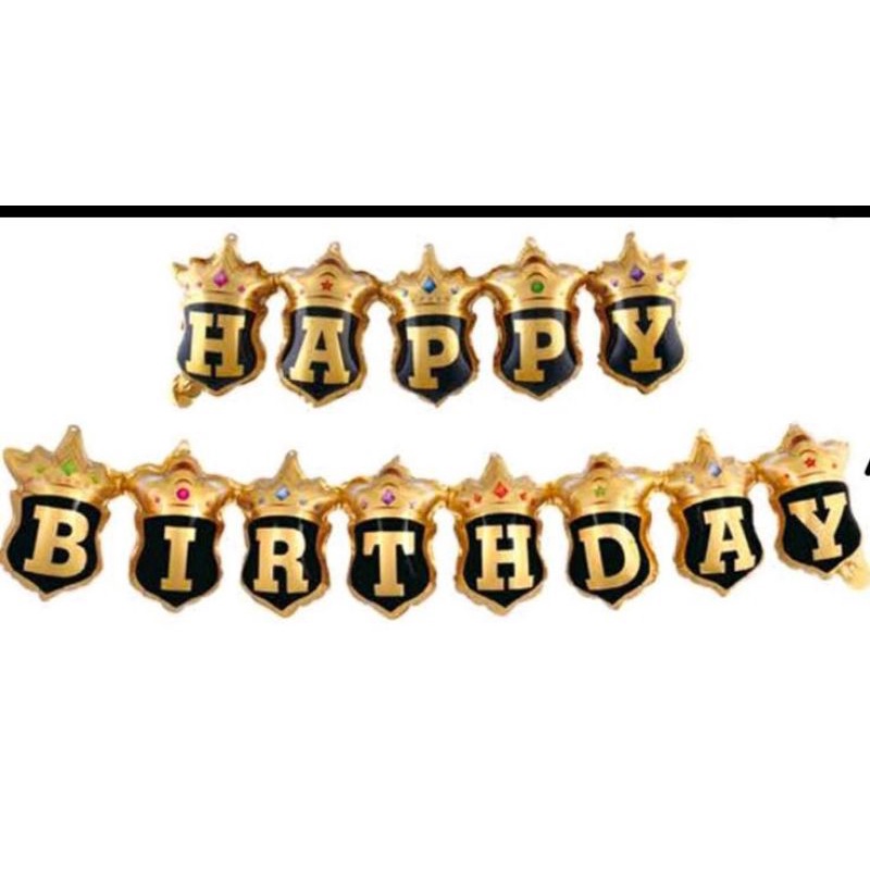 ( Terlaris ) Balon Foil Sambung Happy Birthday Mahkota