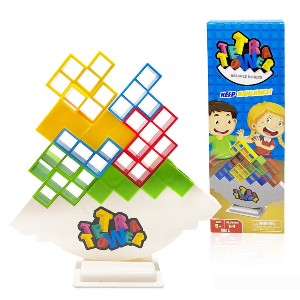 HuaMuDM 64 Pièces Tetra Tower Balance Game,Tetra Tower Jouet D