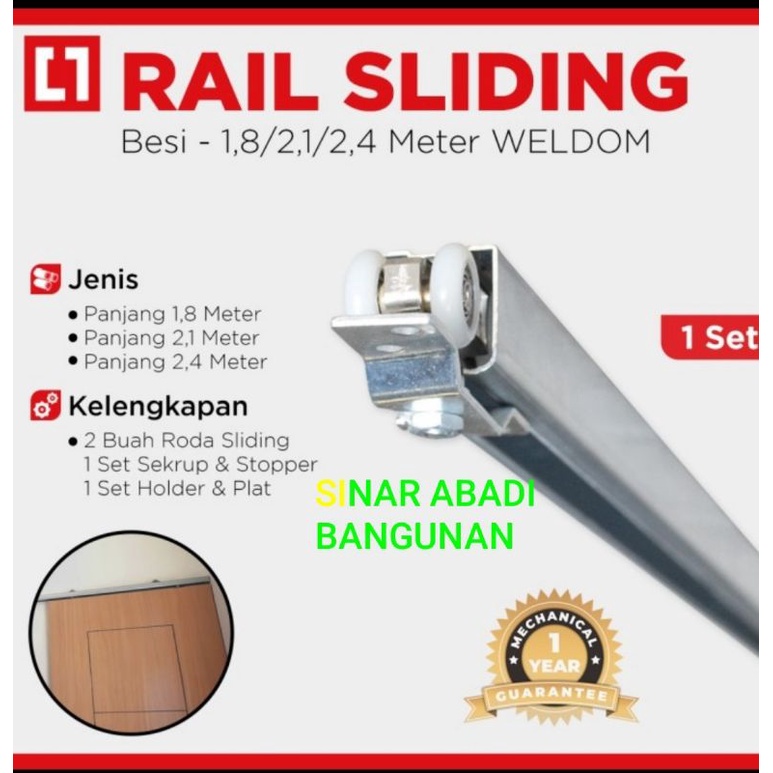 Jual RELL PINTU GESER SOLIGEN J3 180CM/REL BESI PINTU DORONG SELEDING ...