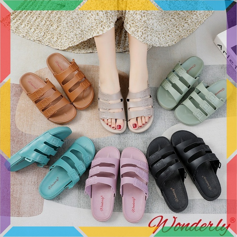 Jual F2021-2 Sandal Selop Wanita Ban 3 Wonderly Sepatu Sandal Cewek ...