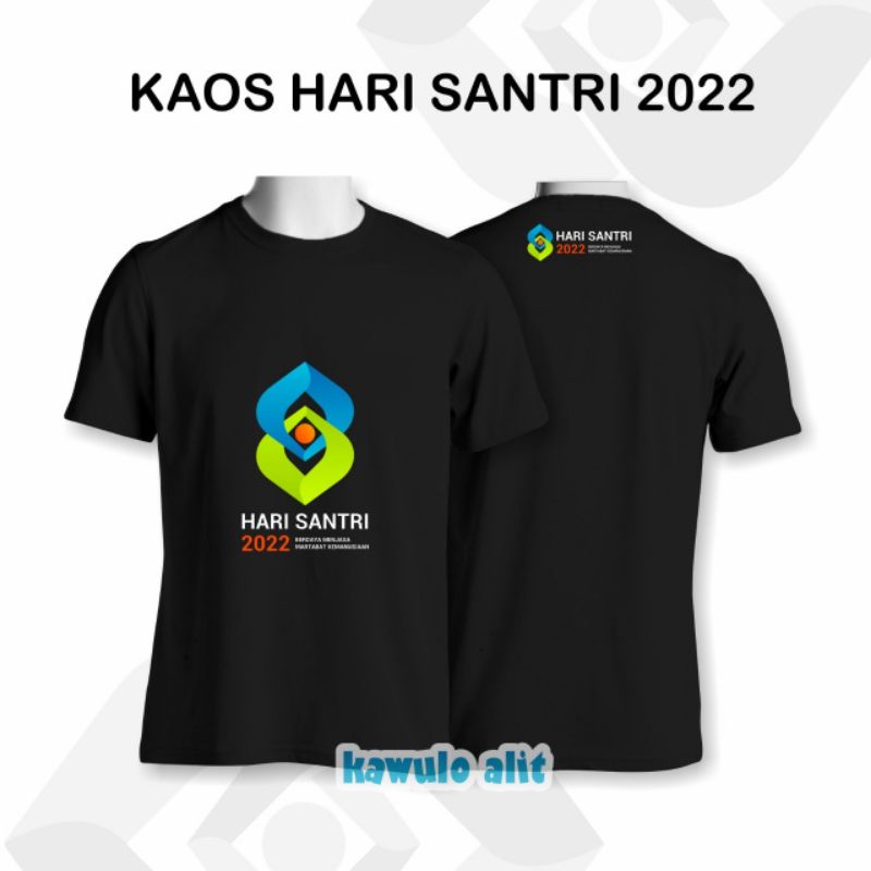 Jual Kaos Hari Santri Nasional 2022 Lengan Pendek Warna Hitam Putih ...