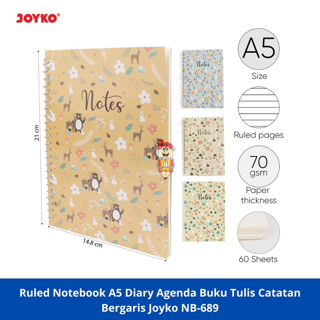 Jual Ruled Notebook A5 Diary Agenda Buku Tulis Catatan Bergaris Joyko