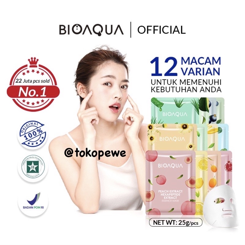Jual Bioaqua Sheet Mask 12 Hydrating Essence Face Mask Brightening