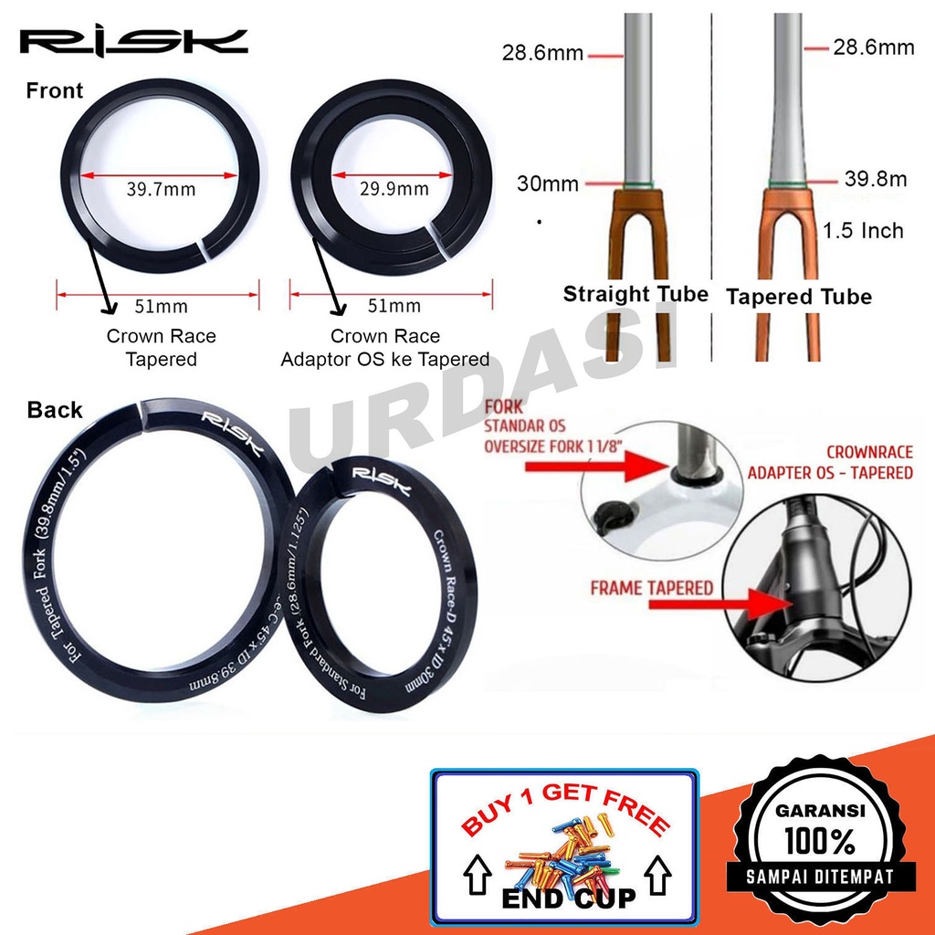 tapered 1.5 headset reducer crown