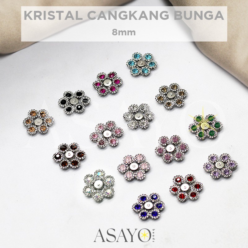 Jual Kristal Cangkang Bunga 8mm Bulat Crystal Manik Gelang Jahit ...