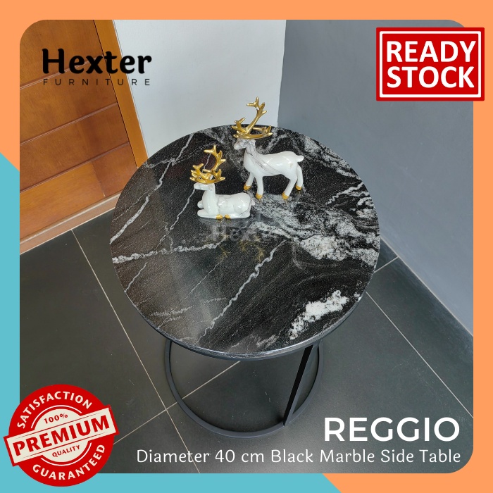 Jual REGGIO - Meja Hitam Bulat 40cm Marmer Hitam Black Round Side Table ...