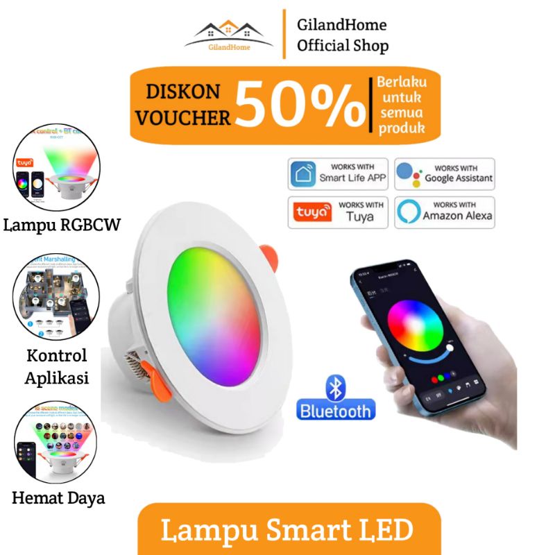 Jual Lampu Smart LED Tuya Downlight Bluetooth Support Wifi 10watt RGB ...