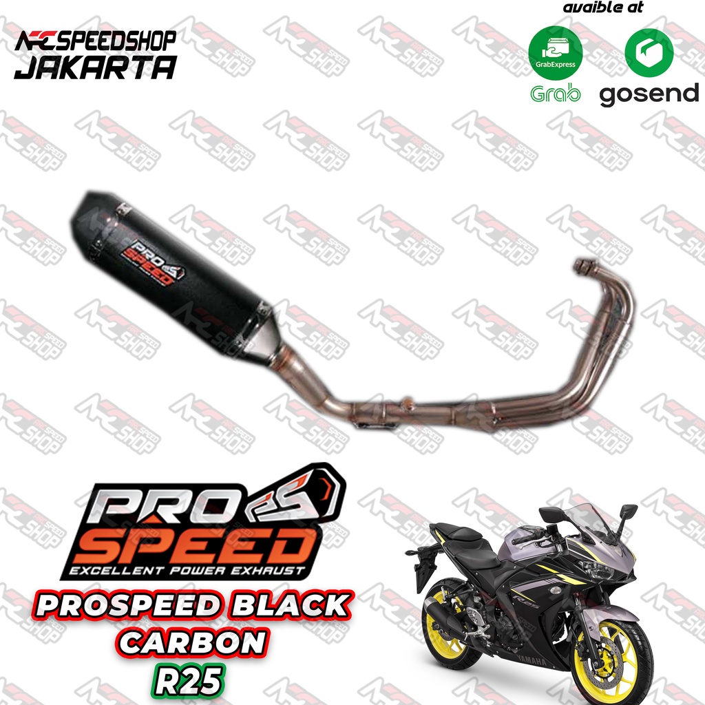 Jual Knalpot Prospeed Yamaha R25 / MT25 Black CARBON (Sport) Fullsystem ...