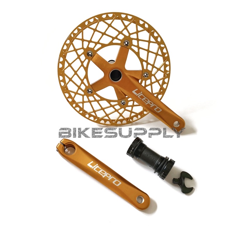 Crankset Litepro BB Hollowtech HT2 Model Laba Laba Spider 53T 56T 58T  Crank Set Sepeda Warna Black Hitam Red Merah Gold Emas BCD 130 mm Panjang 