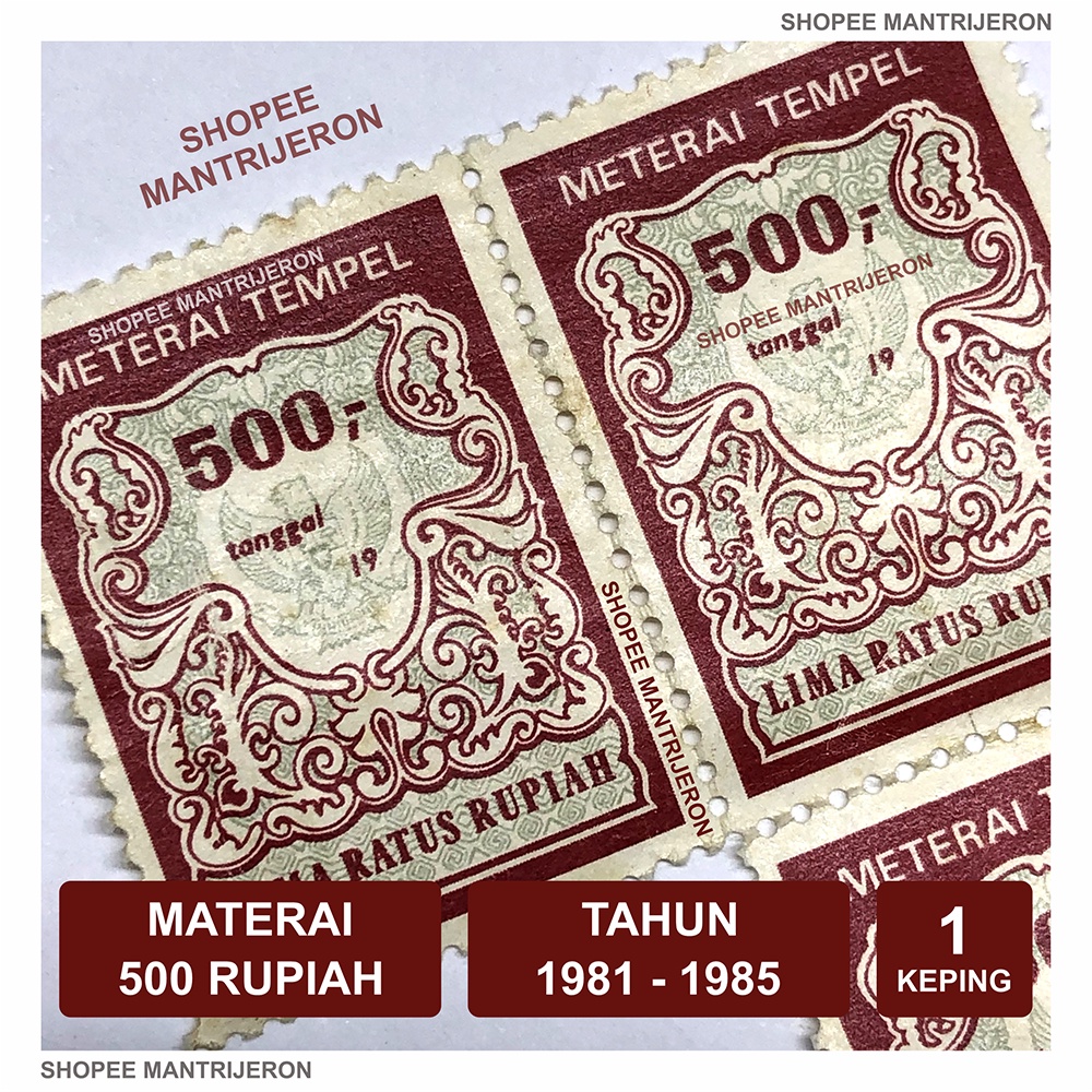 Jual Materai 500 Tahun 1981-1985 Meterai Tempel Lima Ratus Rupiah Lama ...
