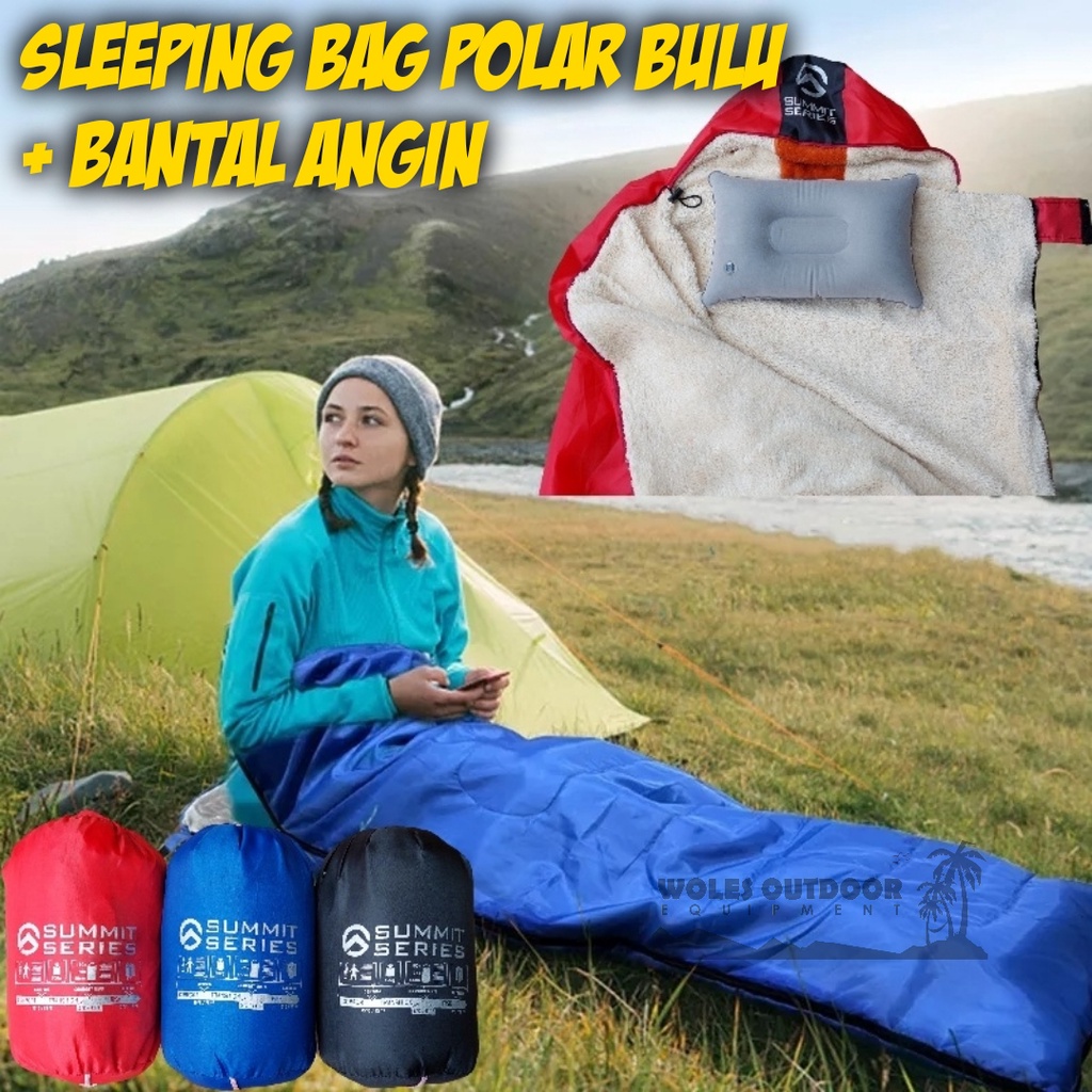 Jual Sleeping Bag Bulu Tebal Bantal Tiup Hangat Bisa Jadi Selimut