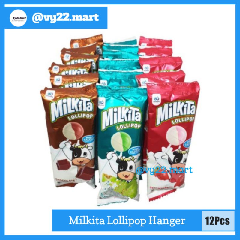 Jual Permen Milkita Lollipop Hanger 1 Renceng = 12 Pcs Varian RANDOM ...