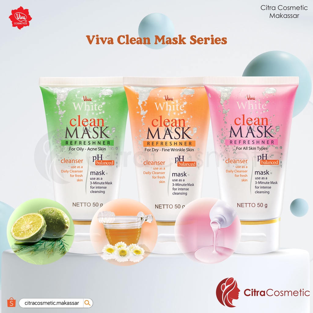 Jual ️CitraCosmetic ️ Viva Clean Mask Series All Skin Type | Dry | Oil ...