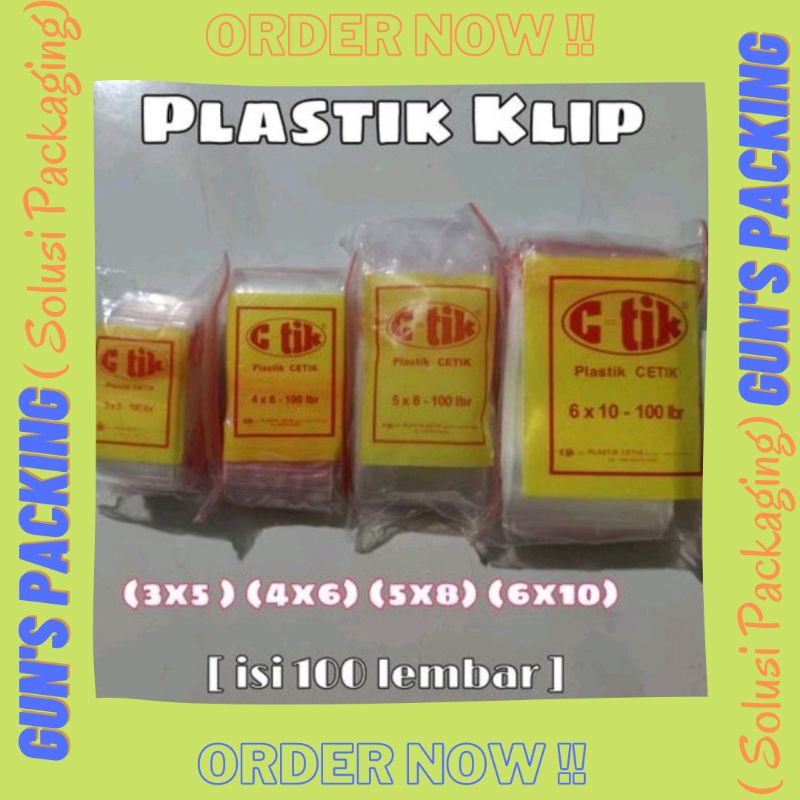 Jual Plastik Klip Ctik 3x5 4x6 5x8 6x10 Plastik Ziplock Bening Isi 100 Lembar 