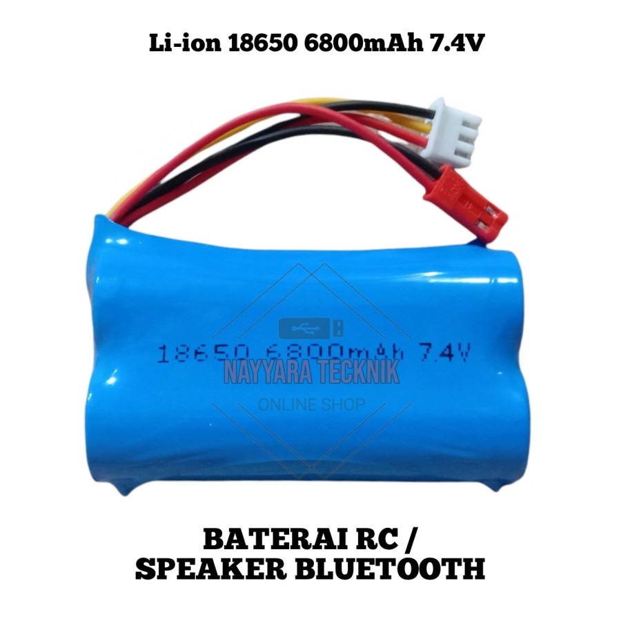 Jual Battery Baterai Lion Li-ion RC 2x 18650 2S 6800mAh 7,4V 7.4V Soket ...