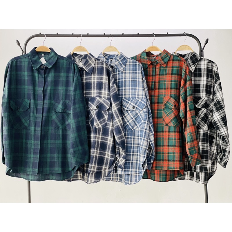 Jual Kemeja Basic Flanel Ld120cm Oversize Outer Kampun9an Original ...