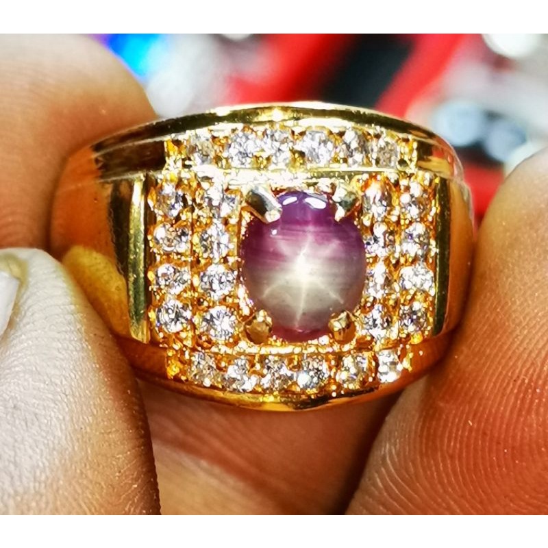 Jual Batu permata natural Red ruby star antik pria | Shopee Indonesia