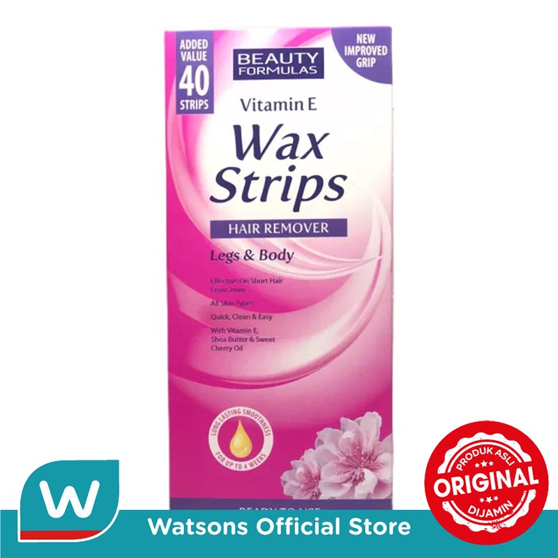 Jual Beauty Formulas Vit E Wax Strips Hair Remover Legs & Body 40'S