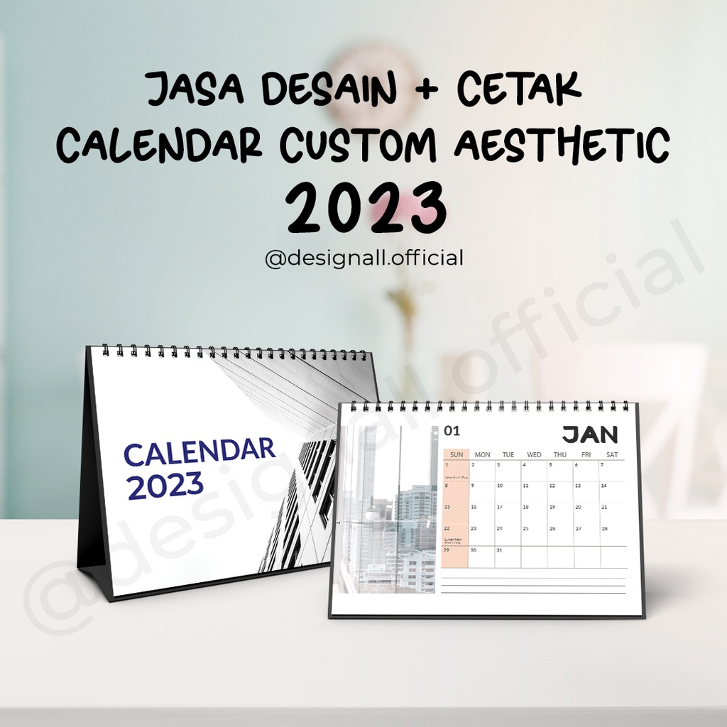 Jual Designall Jasa Desain Kalender Meja Kalender Duduk Custom Aesthetic Tahun 2023 Spiral Pc 