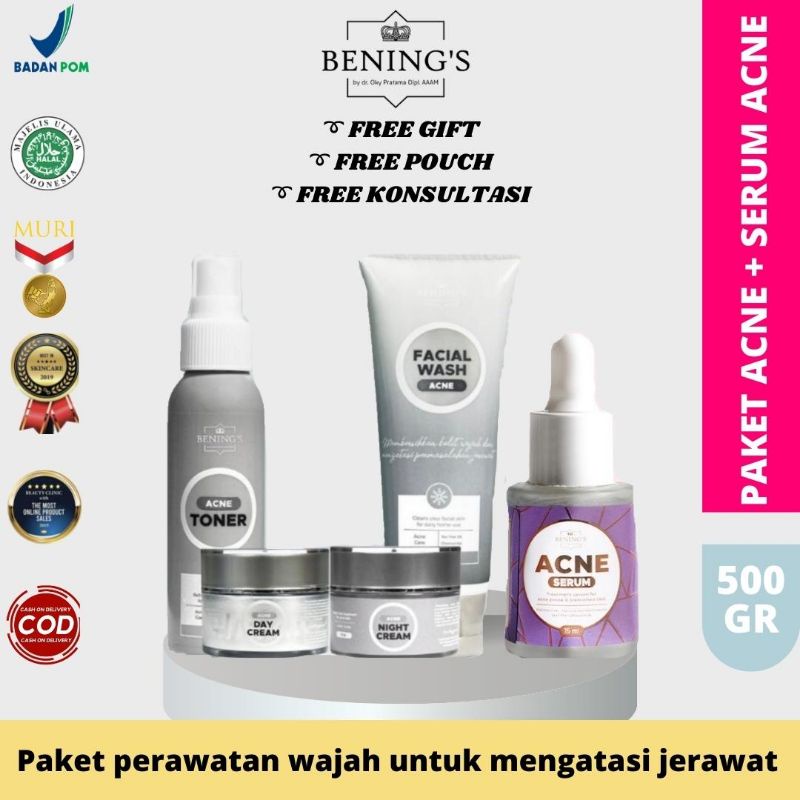 Jual BENING'S SKINCARE DR OKY PRATAMA PAKET ACNE DENGAN SERUM/BENING'S ...