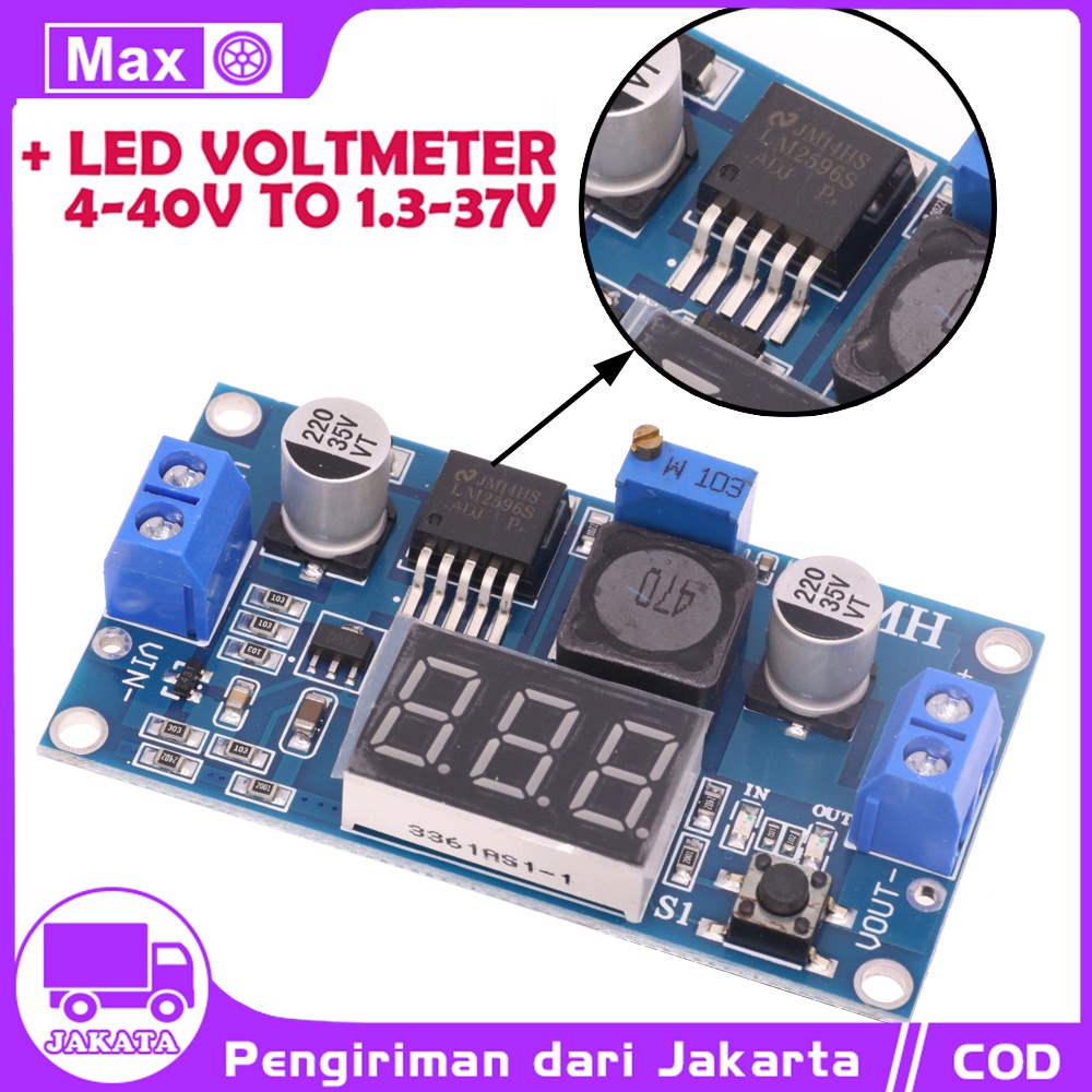 Jual LM2596 STEPDOWN CONVERTER DC TO DC WITH DISPLAY 7 segment step