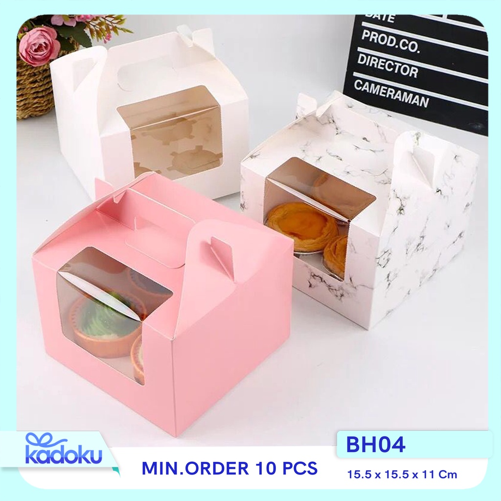 Jual Box cupcake isi 4 / Gable box cupcake isi 4 / Box sekat isi 4
