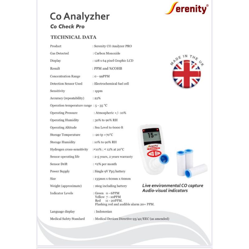Jual CO Analyzer Pro Serenity Alat Ukur Karbon Monoksida / CO Analyzer ...